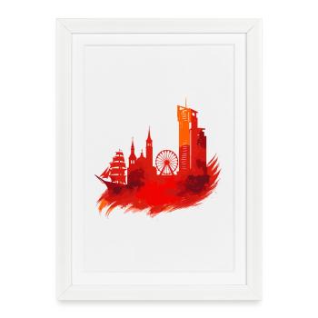 Gdynia Poland Polska White Harbor City Red Gift - Framed poster (27 × 37 cm) - white - Front
