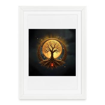 Arbre de la Lune du Cercle d’Or - Affiche encadrée (27 × 37 cm) - blanc - Devant