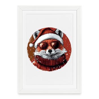 Fuchs Weihnachten Cool Christmas - Gerahmtes Poster (27 × 37 cm) - Weiß - Vorne