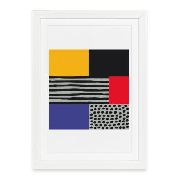 Art scandinave : géométrie abstraite en rouge, bleu, orange - Affiche encadrée (27 × 37 cm) - blanc - Devant