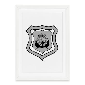 Colombes - Affiche encadrée (27 × 37 cm) - blanc - Devant