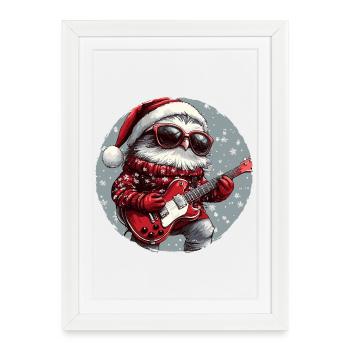 Owl Christmas Guitar - Framed poster (27 × 37 cm) - white - Front