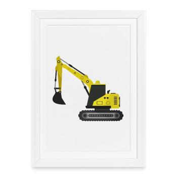 Excavator - Framed poster (27 × 37 cm) - white - Front