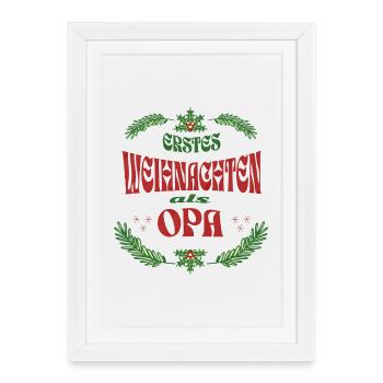Premier Noël en tant que grand-père – Noël vintage - Affiche encadrée (27 × 37 cm) - blanc - Devant