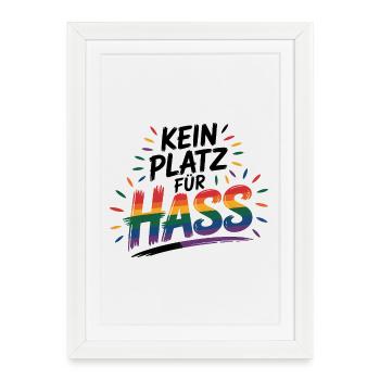 Pas de place pour la haine - Logo Cool Pride - Affiche encadrée (27 × 37 cm) - blanc - Devant