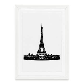 Tour Eiffel française attirante dans le Paris typique - Affiche encadrée (27 × 37 cm) - blanc - Devant