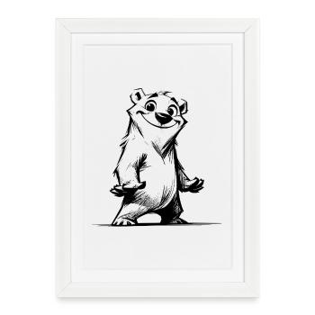 Cartoon bear cool charisma to cuddle - Framed poster (27 × 37 cm) - white - Front