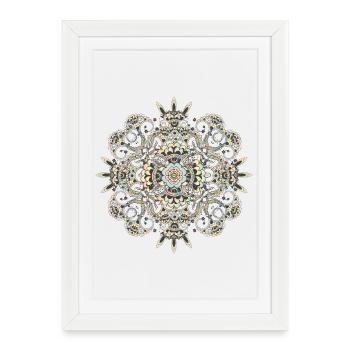 Ornement Mehndi pastel avec un motif floral fin - Affiche encadrée (27 × 37 cm) - blanc - Devant