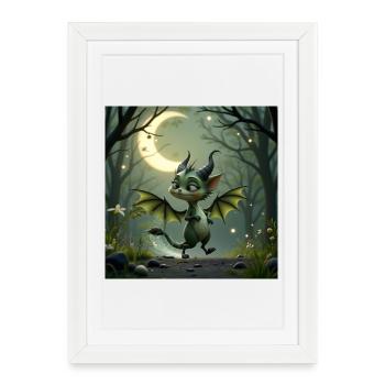 Night Dragon of the Forest - Framed poster (27 × 37 cm) - white - Front