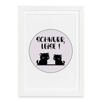 Cats Purr Quietly - Framed poster (27 × 37 cm) - white - Front