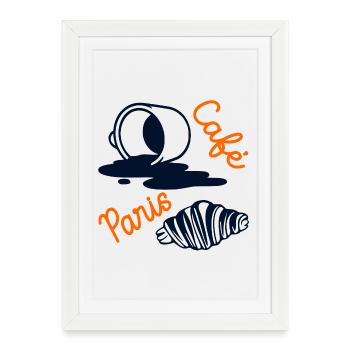 Croissant Coffee Paris - Affiche encadrée (27 × 37 cm) - blanc - Devant