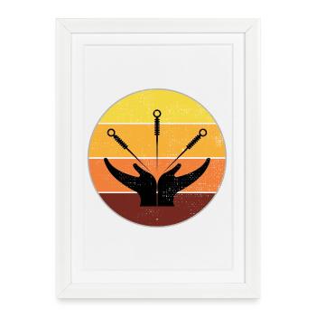 Acupuncturist Vintage Sunset Healing Hands  - Framed poster (27 × 37 cm) - white - Front