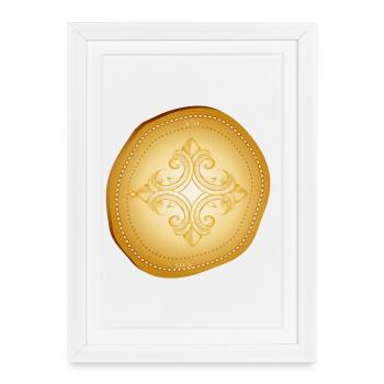 Pièce d’or ancienne avec motif de croix ornemental - Affiche encadrée (27 × 37 cm) - blanc - Devant