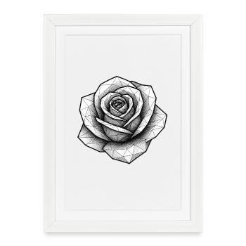 Ligne géométrique de rose - Affiche encadrée (27 × 37 cm) - blanc - Devant