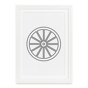 Roue de chariot - Affiche encadrée (27 × 37 cm) - blanc - Devant