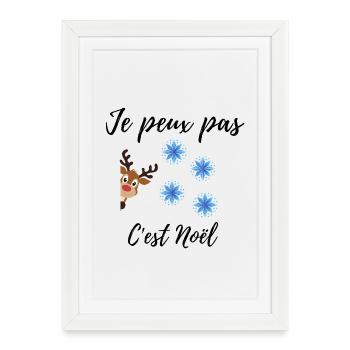 T-shirt renne père Noël - Affiche encadrée (27 × 37 cm) - blanc - Devant