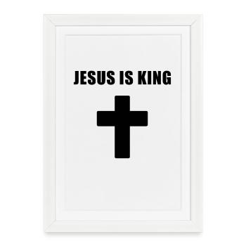 Jesus Is King Minimal Cross Design - Framed poster (27 × 37 cm) - white - Front