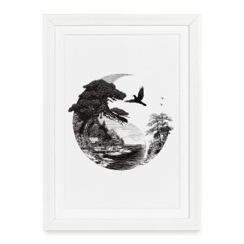 Forest silhouette around the world - Framed poster (27 × 37 cm) - white - Front