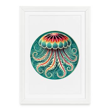 Vibrant Jellyfish Mandala - Framed poster (27 × 37 cm) - white - Front