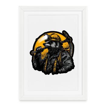 Conception du tunnel à charbon Miner Badger - Affiche encadrée (27 × 37 cm) - blanc - Devant