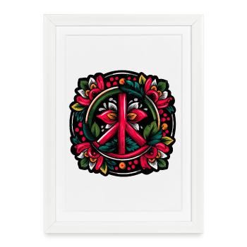 Symbole de la paix dans un style autocollant surfeur coloré - Affiche encadrée (27 × 37 cm) - blanc - Devant