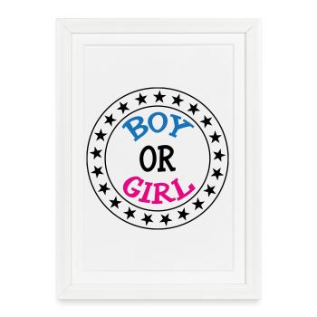Garçon ou fille ? Grossesse Naissance Enceinte  - Affiche encadrée (27 × 37 cm) - blanc - Devant