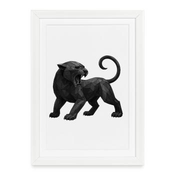 Geometrischer Schwarzpanther - Framed poster (27 × 37 cm) - white - Front