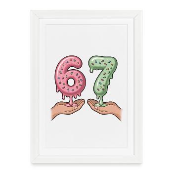 67 - Funny Six Seven T-Shirt - Framed poster (27 × 37 cm) - white - Front