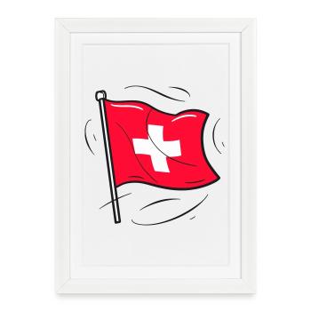Drapeau suisse Patriot Design - Affiche encadrée (27 × 37 cm) - blanc - Devant