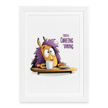 Coffee hedgehog in the morning - Framed poster (27 × 37 cm) - white - Front