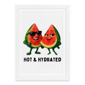Couple de pastèques amusants d’été - Affiche encadrée (27 × 37 cm) - blanc - Devant