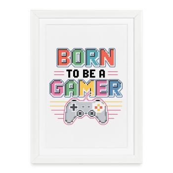 Né pour être joueur - Affiche encadrée (27 × 37 cm) - blanc - Devant