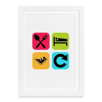 Eat Sleep Read Repeat Funny Quote Book - Framed poster (27 × 37 cm) - white - Front
