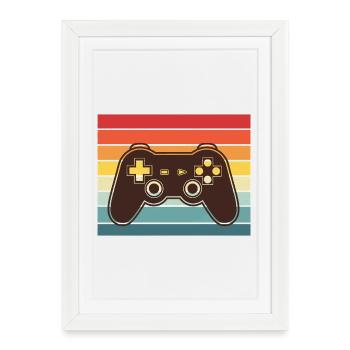 Retro Rainbow ControllerVintage Video Game Controller - Framed poster (27 × 37 cm) - white - Front