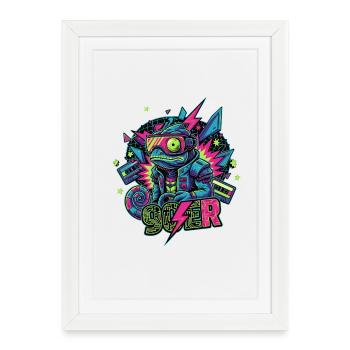 Neopunk Frog - Framed poster (27 × 37 cm) - white - Front