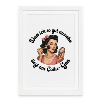 Colla-Gen – Beauté avec un sens de l’humour | Illustration rétro - Affiche encadrée (27 × 37 cm) - blanc - Devant