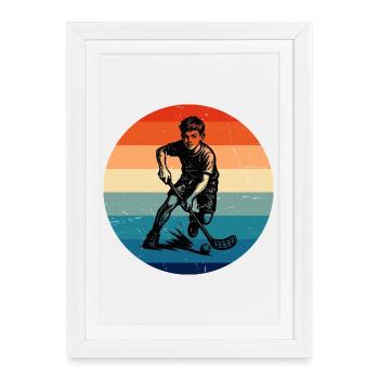 Motif minimaliste de floorball - Affiche encadrée (27 × 37 cm) - blanc - Devant
