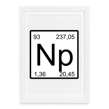 Art Minimal Élémentaire du Neptunium - Affiche encadrée (27 × 37 cm) - blanc - Devant