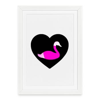 cygne - Affiche encadrée (27 × 37 cm) - blanc - Devant