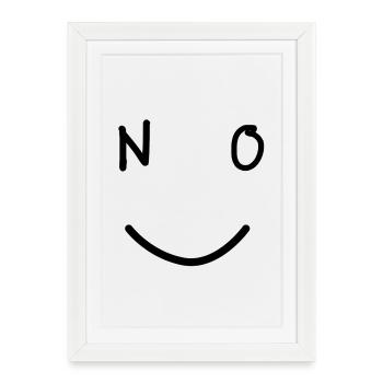 NO Smile Minimaliste Design Bonne Ambiance - Affiche encadrée (27 × 37 cm) - blanc - Devant