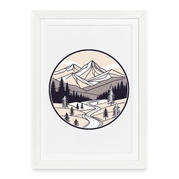 Cercle Montagnes et Pins - Affiche encadrée (27 × 37 cm) - blanc - Devant