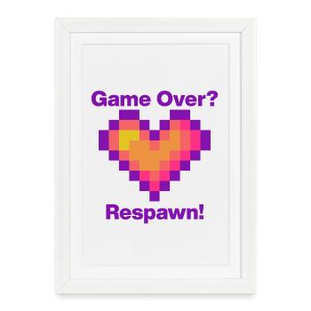 Fin du jeu? Réapparition avec le cœur, langage de l’amour des joueurs - Affiche encadrée (27 × 37 cm) - blanc - Devant