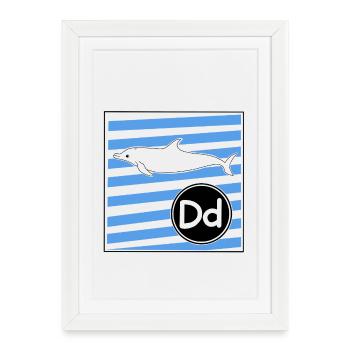 D for Dolphin Letters Learning in Primary School - Framed poster (27 × 37 cm) - white - Front