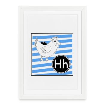 H pour poulet - Affiche encadrée (27 × 37 cm) - blanc - Devant
