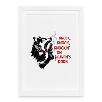Wolf head with pistol motif - Framed poster (27 × 37 cm) - white - Front