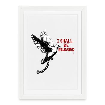 Dove of Liberation with Chain - Framed poster (27 × 37 cm) - white - Front