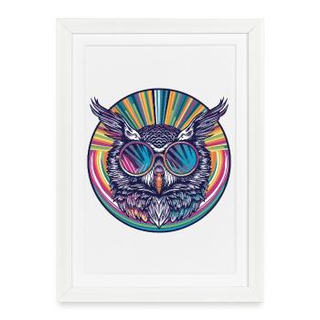 Owl Sunglasses Animal - Framed poster (27 × 37 cm) - white - Front