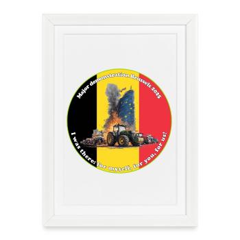 Manifestations des agriculteurs à Bruxelles 2025 - Affiche encadrée (27 × 37 cm) - blanc - Devant