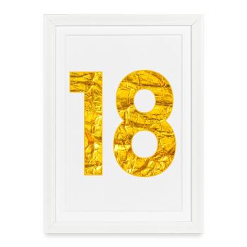 Numéro Dix-Huit - Numéro 18 Anniversaire - Affiche encadrée (27 × 37 cm) - blanc - Devant
