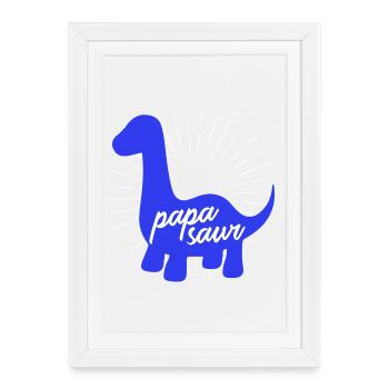 Papasaur T-Rex Dinosaure Paternité Daddysaure - Affiche encadrée (27 × 37 cm) - blanc - Devant